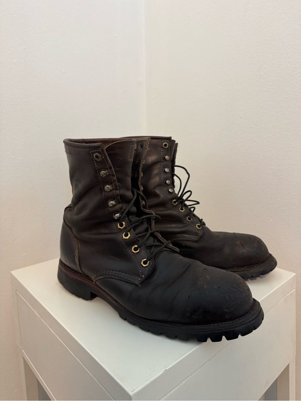 Men's Chippewa Brown Leather Lace-Up Work Boots